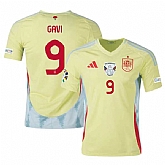 Men's Spain Team #9 Gavi Yellow 2024 Away Soccer Jersey,baseball caps,new era cap wholesale,wholesale hats